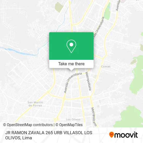 JR  RAMON ZAVALA 265 URB  VILLASOL LOS OLIVOS map