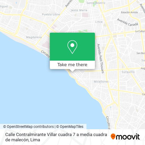 Calle Contralmirante Villar cuadra 7  a media cuadra de malecón map