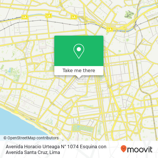 Mapa de Avenida Horacio Urteaga N° 1074 Esquina con Avenida Santa Cruz