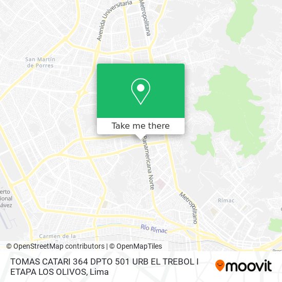 Mapa de TOMAS CATARI 364 DPTO 501  URB  EL TREBOL I ETAPA  LOS OLIVOS