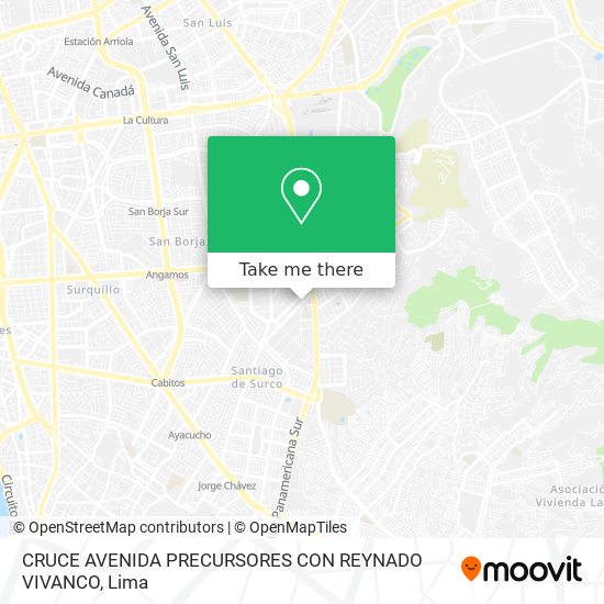 Mapa de CRUCE AVENIDA PRECURSORES CON REYNADO VIVANCO
