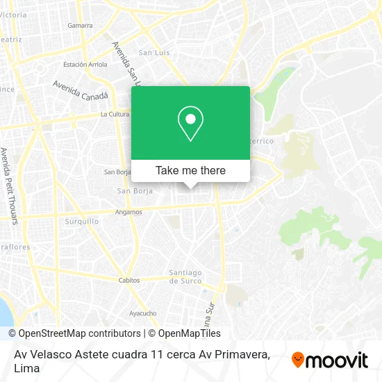 Mapa de Av  Velasco Astete cuadra 11 cerca Av  Primavera
