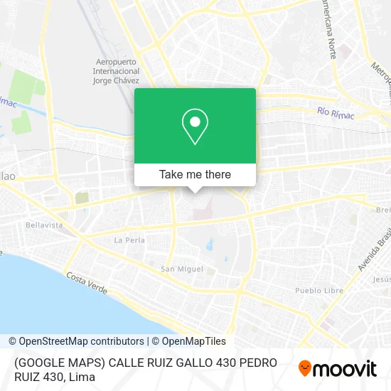 (GOOGLE MAPS) CALLE RUIZ GALLO 430   PEDRO RUIZ 430 map