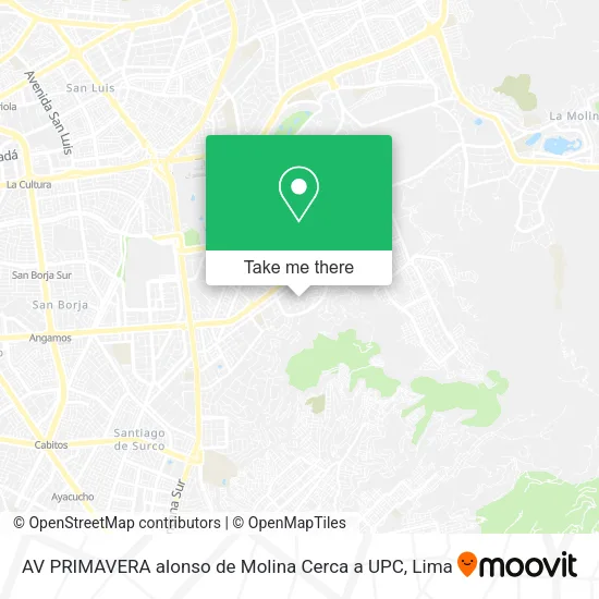 Mapa de AV  PRIMAVERA  alonso de Molina  Cerca a UPC