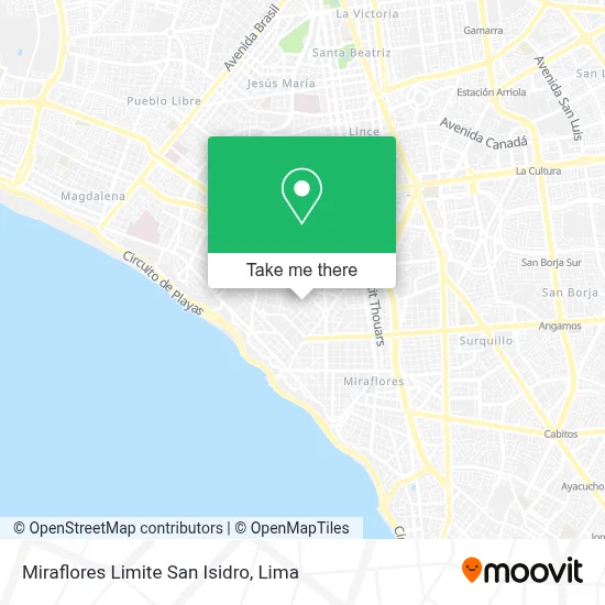 Miraflores   Limite San Isidro map