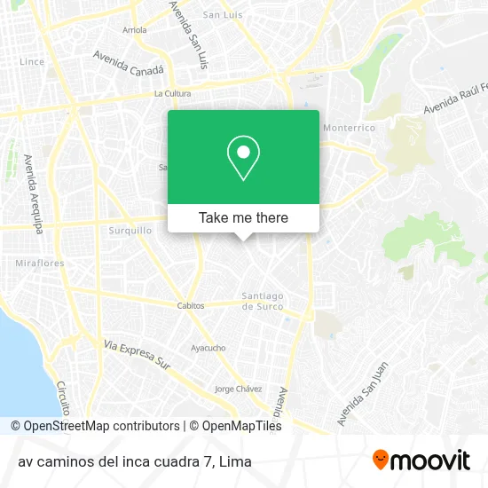 av  caminos del inca cuadra 7 map