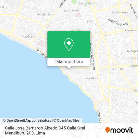 Mapa de Calle Jose Bernardo Alcedo 345 Calle Gral Mendiburu 200