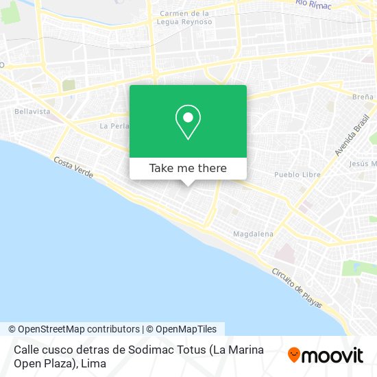 Calle cusco  detras de Sodimac Totus (La Marina Open Plaza) map