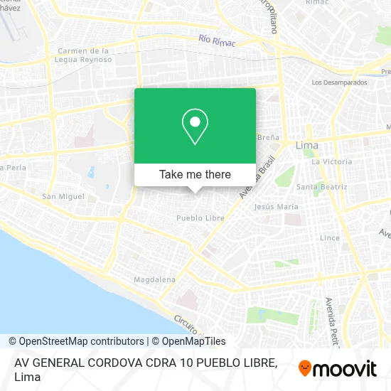 AV GENERAL CORDOVA CDRA 10  PUEBLO LIBRE map