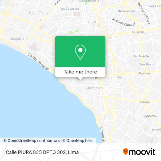 Mapa de Calle PIURA 835 DPTO  302