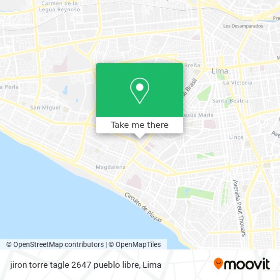 jiron torre tagle 2647 pueblo libre map