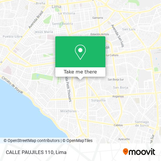 Mapa de CALLE  PAUJILES 110