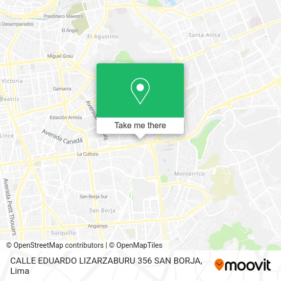Mapa de CALLE EDUARDO LIZARZABURU 356  SAN BORJA
