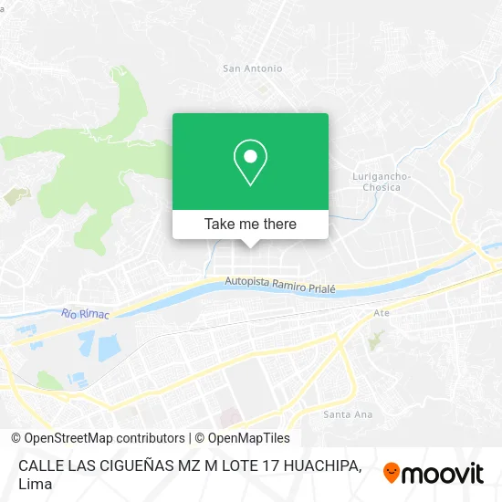 Mapa de CALLE LAS CIGUEÑAS MZ M LOTE 17 HUACHIPA