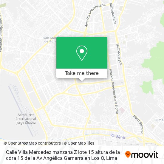 Calle Villa Mercedez  manzana Z  lote 15  altura de la cdra  15 de la Av  Angélica Gamarra en Los O map