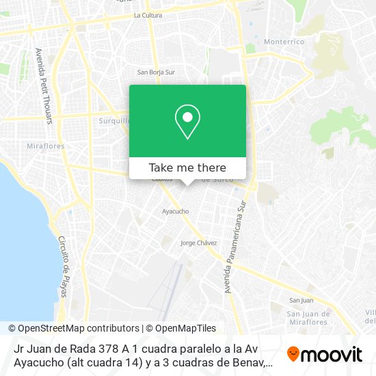 Jr  Juan de Rada 378  A 1 cuadra paralelo a la Av  Ayacucho (alt  cuadra 14) y a 3 cuadras de Benav map
