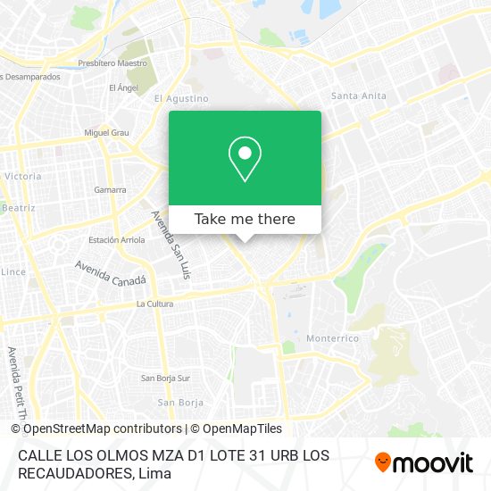 CALLE LOS OLMOS MZA  D1 LOTE 31 URB  LOS RECAUDADORES map