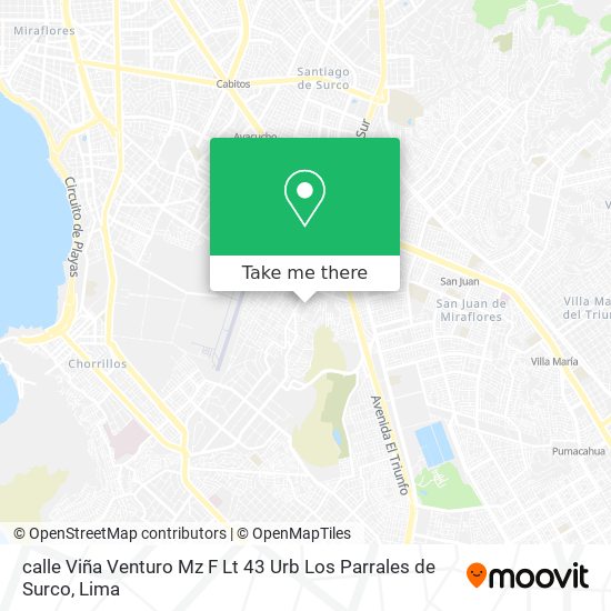 Mapa de calle Viña Venturo Mz F Lt 43 Urb  Los Parrales de Surco