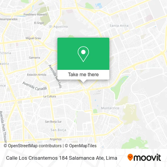 Mapa de Calle Los Crisantemos 184 Salamanca  Ate