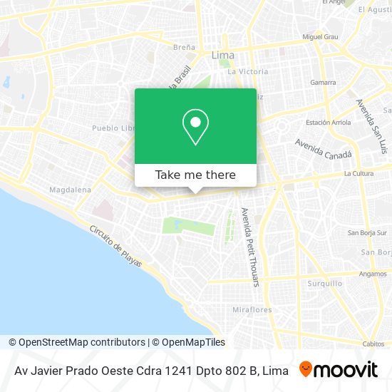 Av  Javier Prado Oeste Cdra  1241 Dpto 802 B map