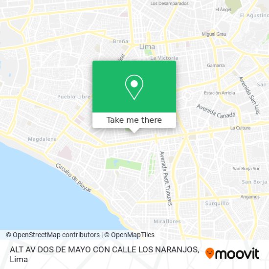 ALT  AV  DOS DE MAYO CON CALLE LOS NARANJOS map