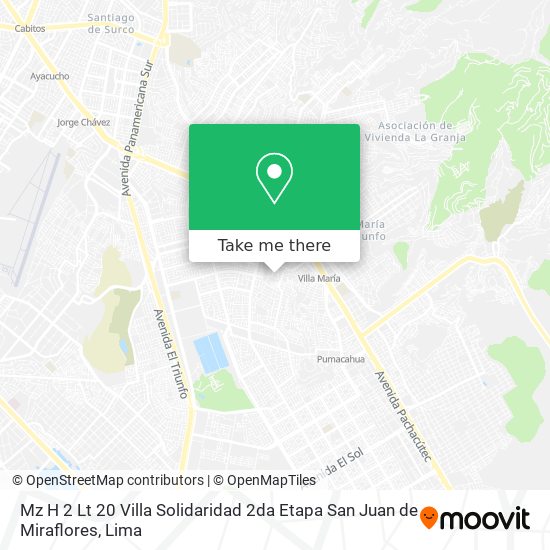 Mz H 2 Lt 20 Villa Solidaridad 2da Etapa  San Juan de Miraflores map