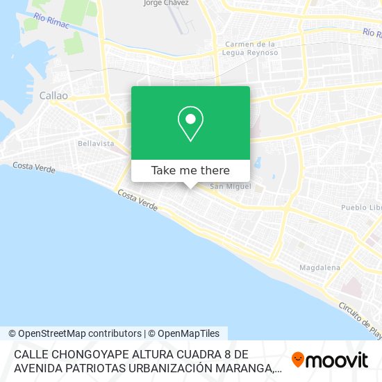 CALLE CHONGOYAPE ALTURA CUADRA 8 DE AVENIDA PATRIOTAS URBANIZACIÓN MARANGA map