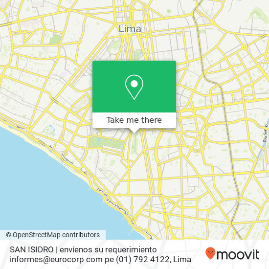 Mapa de SAN ISIDRO | envíenos su requerimiento  informes@eurocorp com pe   (01) 792 4122