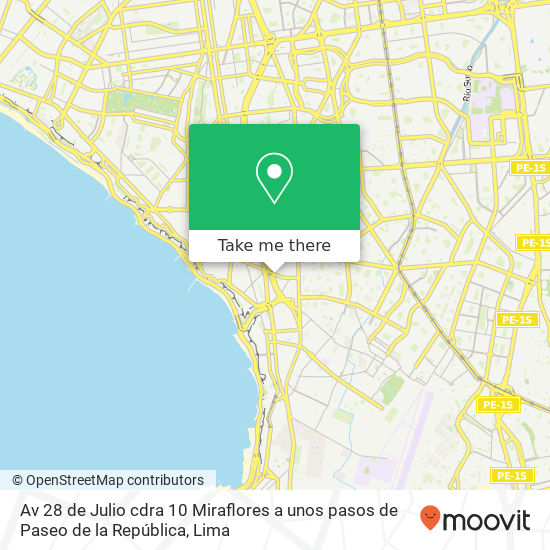 Av  28 de Julio cdra  10  Miraflores  a unos pasos de Paseo de la República map