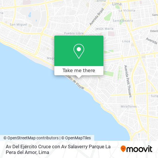 Mapa de Av  Del Ejército Cruce con Av  Salaverry Parque La Pera del Amor