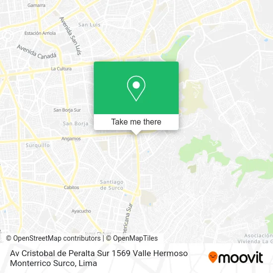 Av  Cristobal de Peralta Sur 1569 Valle Hermoso Monterrico   Surco map
