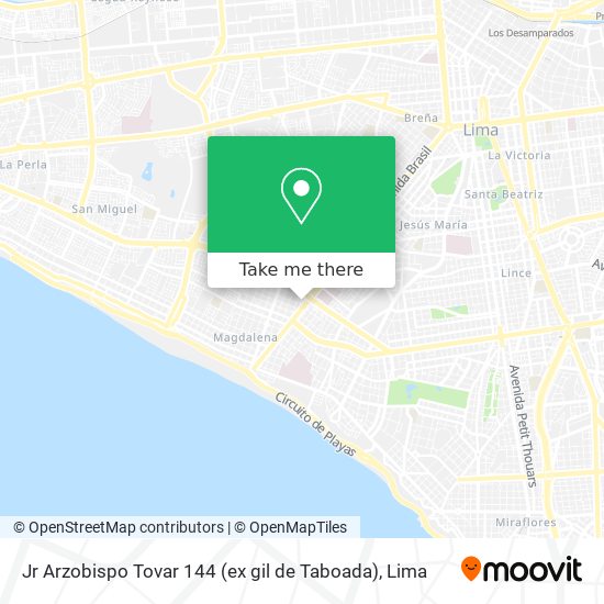 Jr Arzobispo Tovar 144 (ex gil de Taboada) map