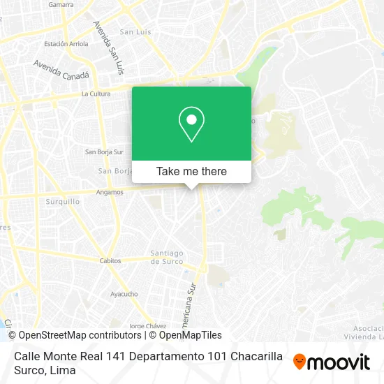 Mapa de Calle Monte Real 141 Departamento 101  Chacarilla  Surco