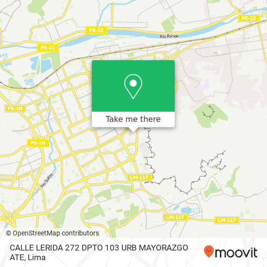 CALLE LERIDA  272 DPTO  103 URB MAYORAZGO   ATE map