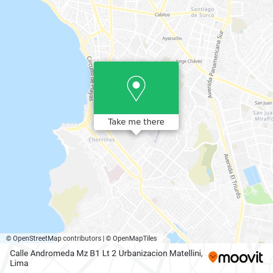 Mapa de Calle Andromeda Mz B1 Lt 2 Urbanizacion Matellini