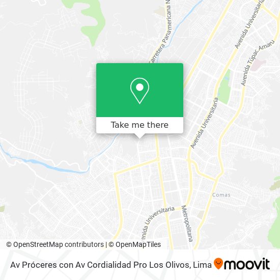 Av Próceres con Av Cordialidad Pro Los Olivos map