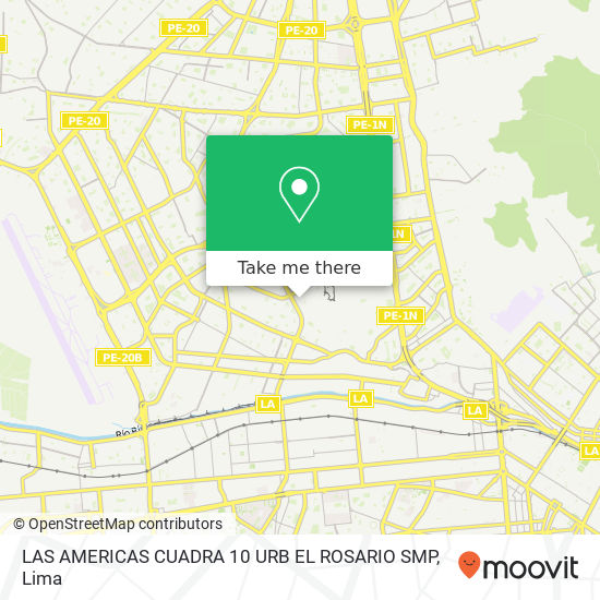 LAS AMERICAS CUADRA 10 URB EL ROSARIO SMP map