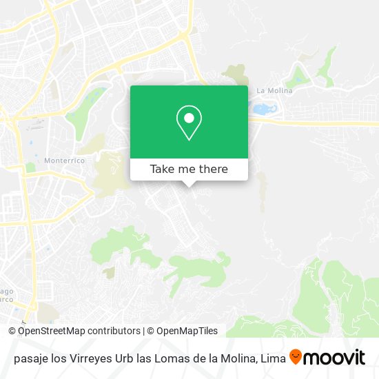 Mapa de pasaje los Virreyes  Urb las Lomas de la Molina