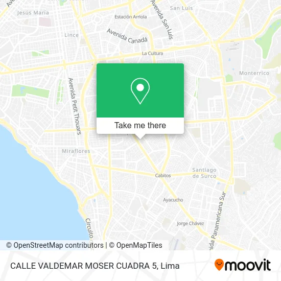 CALLE VALDEMAR MOSER CUADRA 5 map