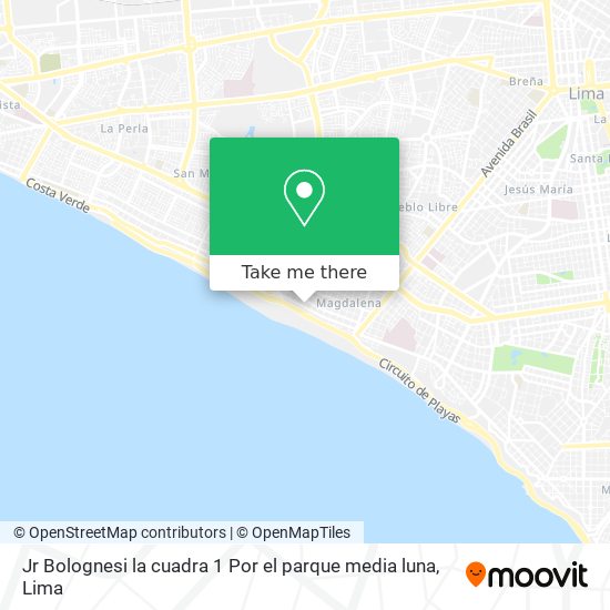 Jr Bolognesi la cuadra 1 Por el parque media luna map