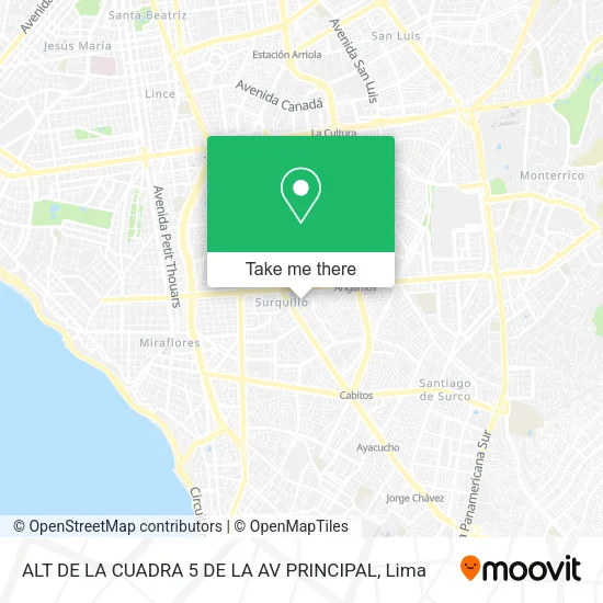 Mapa de ALT  DE LA CUADRA 5 DE LA AV  PRINCIPAL
