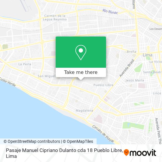 Pasaje Manuel Cipriano Dulanto cda 18  Pueblo Libre map