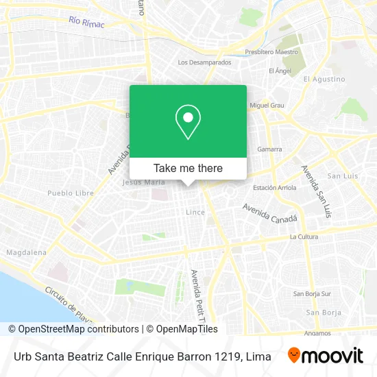 Mapa de Urb  Santa Beatriz  Calle Enrique Barron 1219