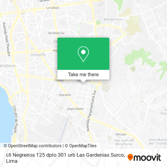 cll  Negreiros 125 dpto 301 urb  Las Gardenias  Surco map