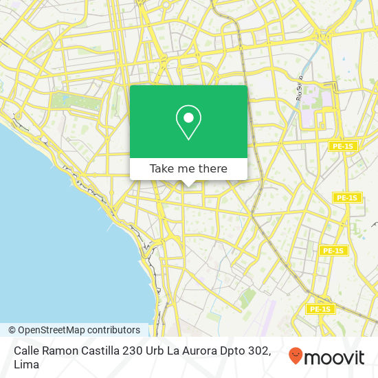 Mapa de Calle Ramon Castilla 230 Urb  La Aurora Dpto  302