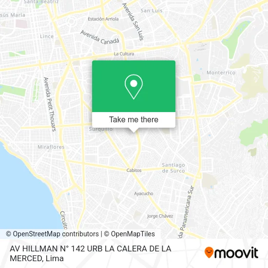 AV  HILLMAN N° 142 URB LA CALERA DE LA MERCED map