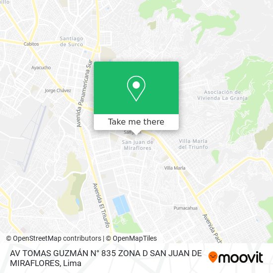 Mapa de AV TOMAS GUZMÁN N° 835   ZONA D   SAN JUAN DE MIRAFLORES