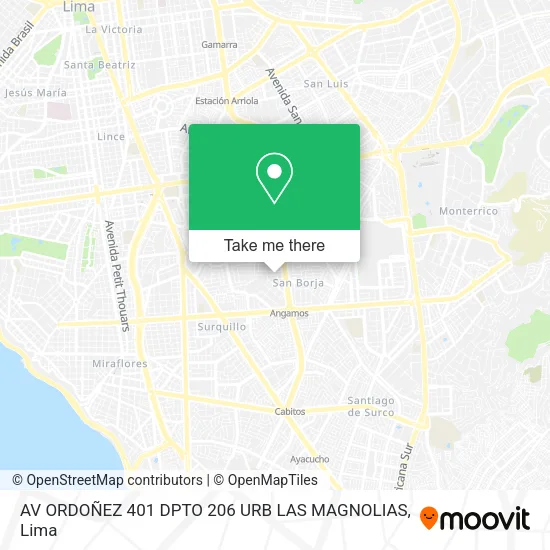 Mapa de AV  ORDOÑEZ 401 DPTO 206 URB  LAS MAGNOLIAS