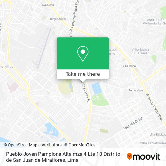 Pueblo Joven Pamplona Alta mza  4 Lte  10  Distrito de San Juan de Miraflores map