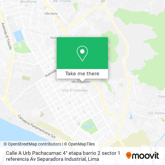 Mapa de Calle A  Urb  Pachacamac   4° etapa  barrio 2  sector 1  referencia Av  Separadora Industrial